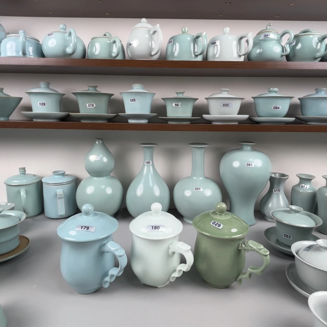 陶摆件汝瓷办公杯两件套自行备注编号