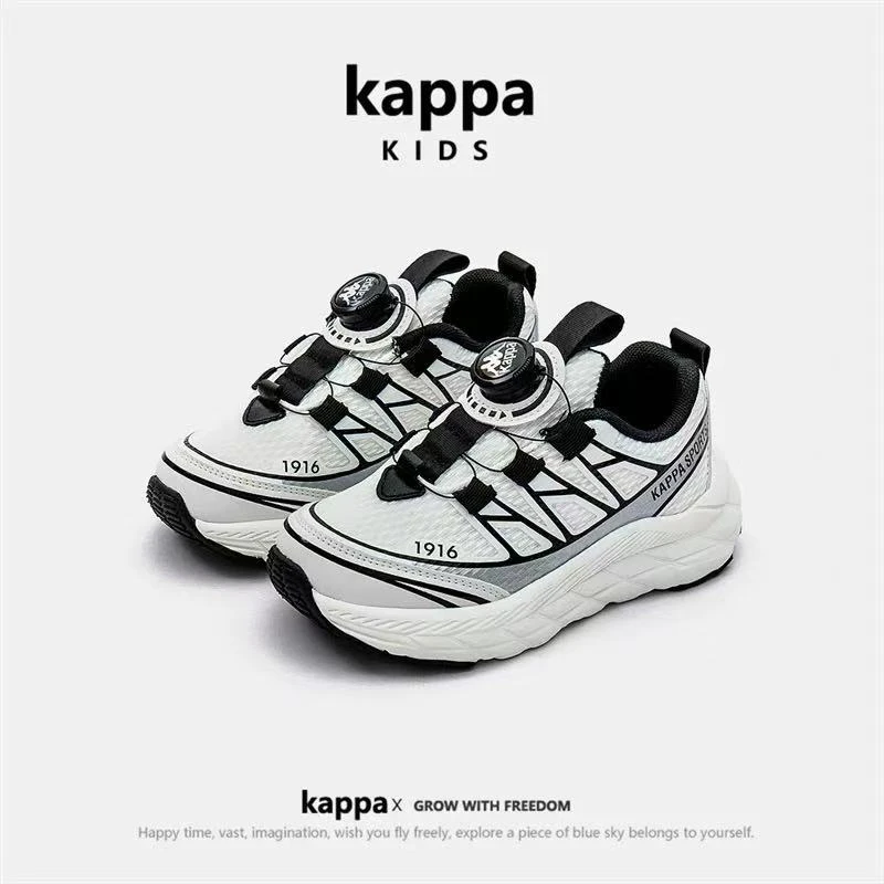 Kappa kids旋钮扣春季新款儿童中大童网面透气跑步鞋男女童运动鞋
