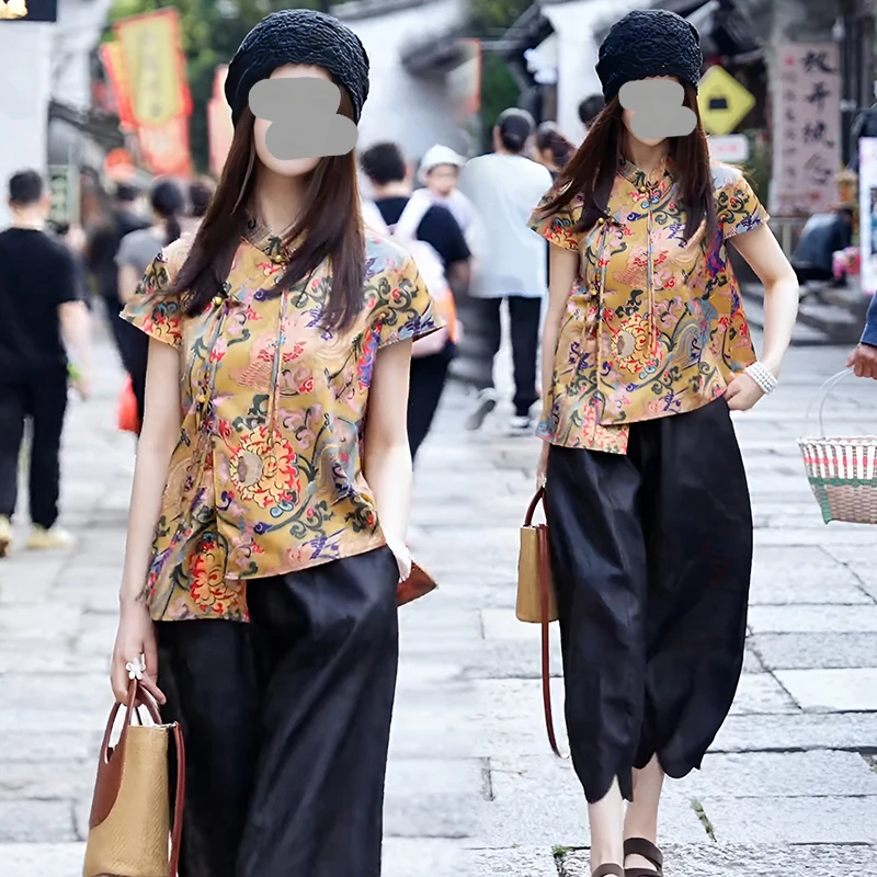 今年流行漂亮禅意新中式套装国风2025夏季新款超火上衣裤子两件套