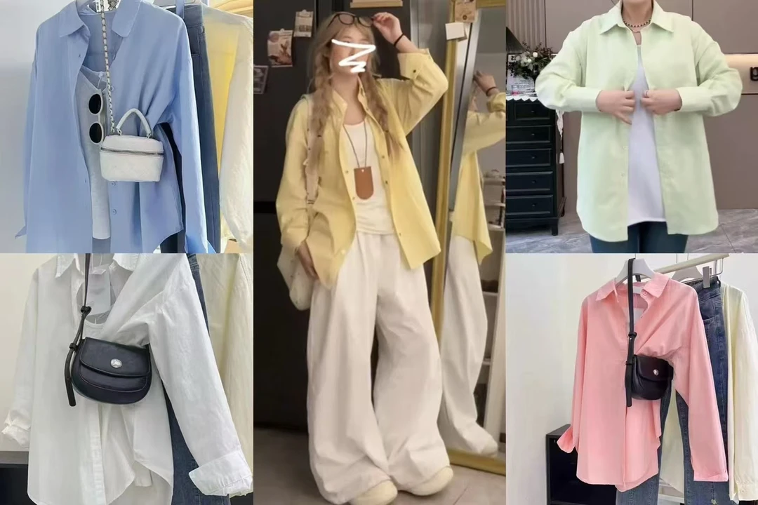 2025ins春秋新款纯色衬衣休闲薄款夏季防晒时尚爆款百搭简约衬衫