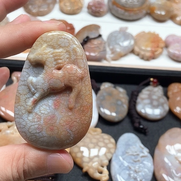 硅化珊瑚（珊瑚玉）未镶嵌颈饰
