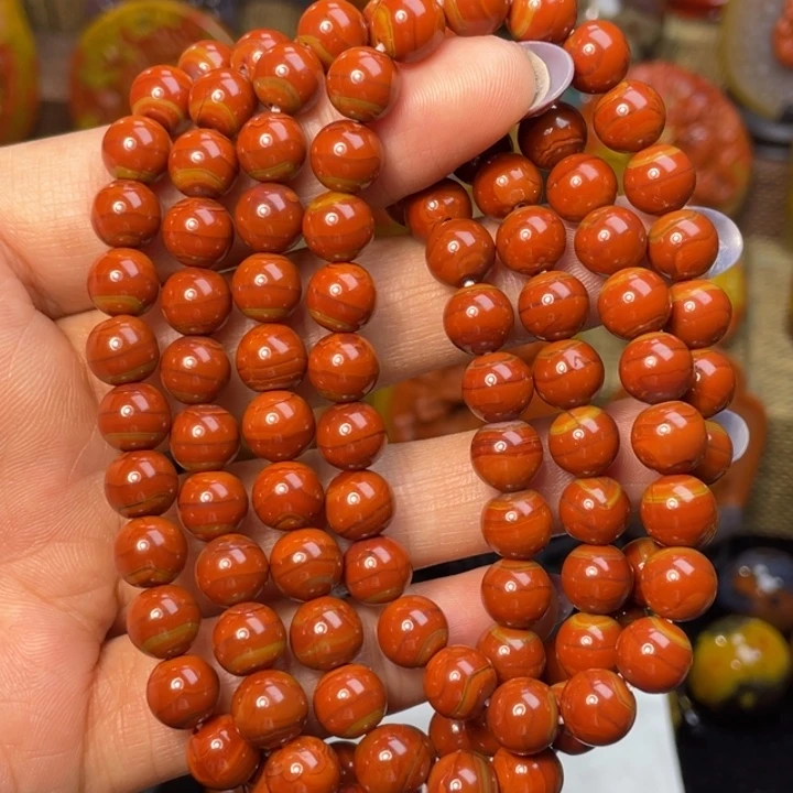 玛瑙/玉髓未镶嵌珠宝奇石尚品鸽血红108粒大尺寸