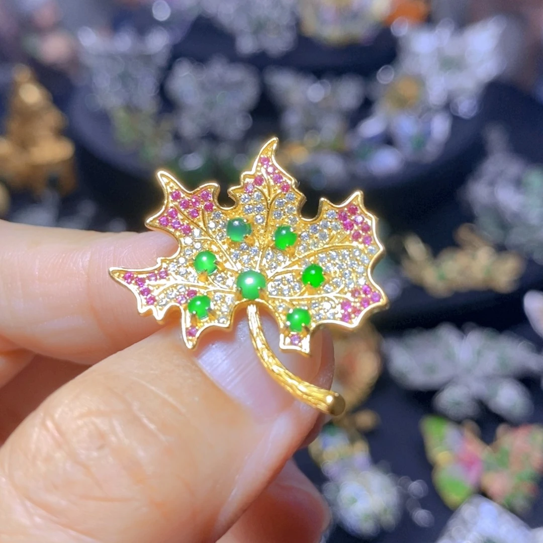 翡翠银S925镶嵌吊坠(不含链)天然翡翠