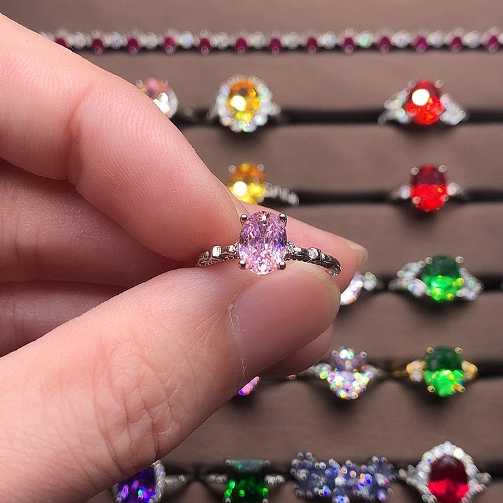 碧玺戒指银S925镶嵌深粉