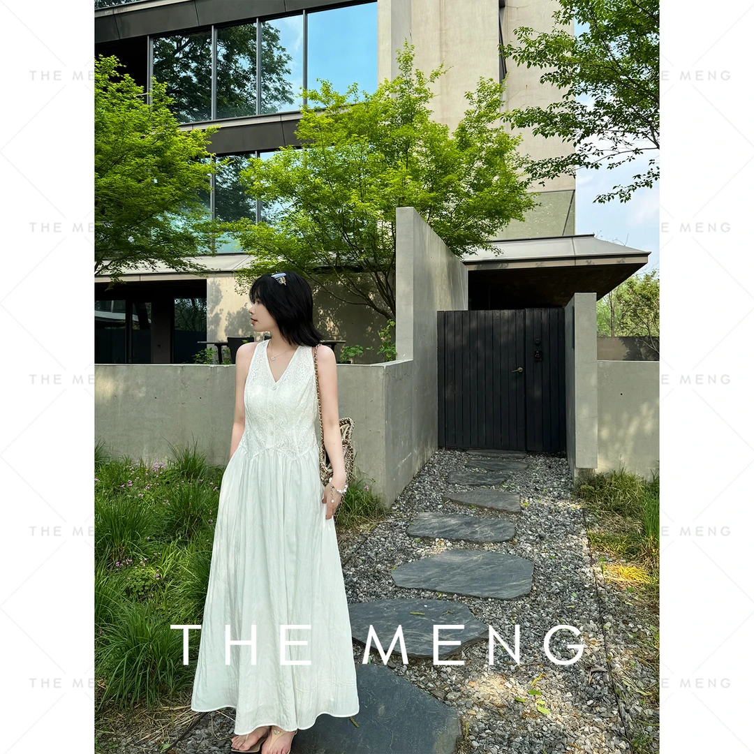 THE MENG【珠光】天丝棉优雅显瘦通勤背心式连衣裙#M252G0120