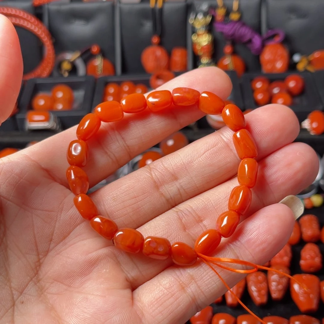 未镶嵌椭形手串7南红玛瑙