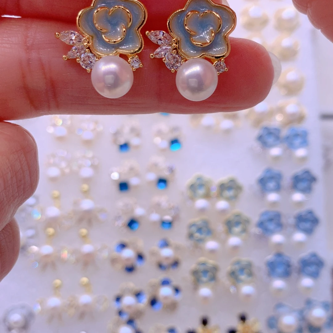 淡水珍珠合金耳饰