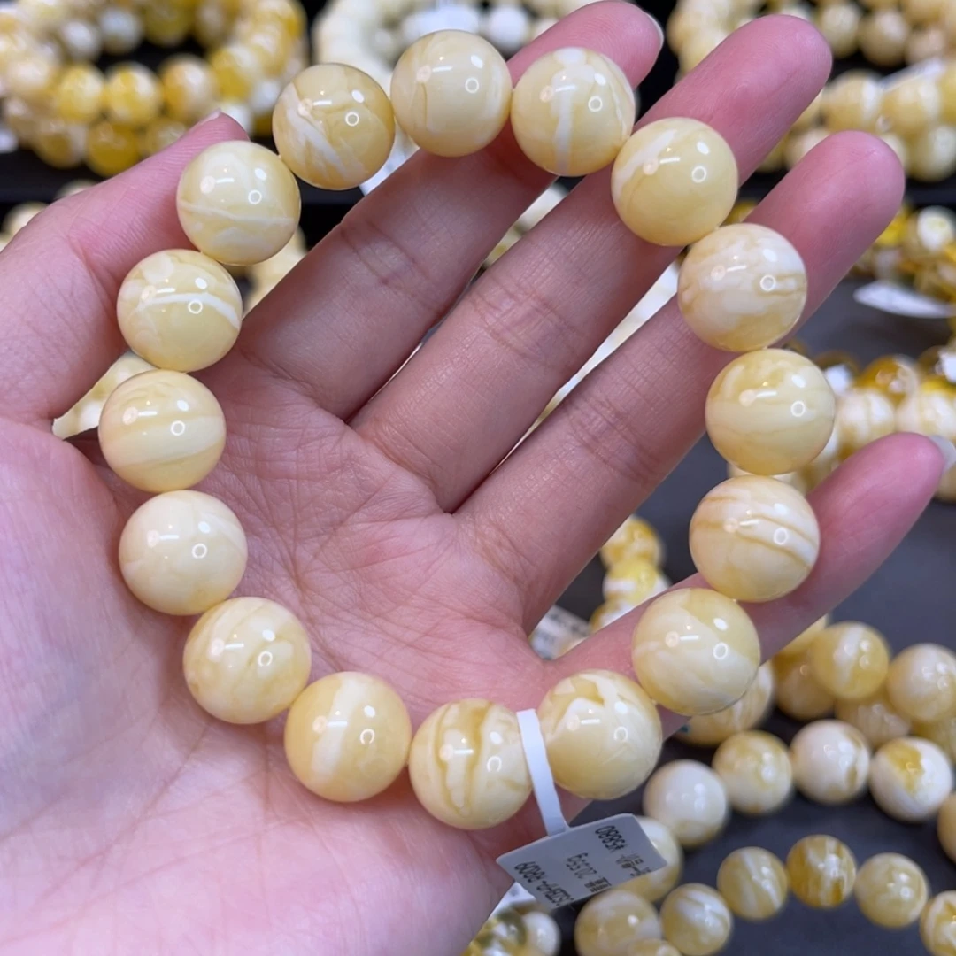 蜜蜡未镶嵌手串13mm同料浓蜡虎皮