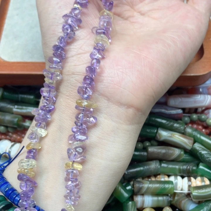 玛瑙/玉髓合金珠宝半成品一条紫黄晶