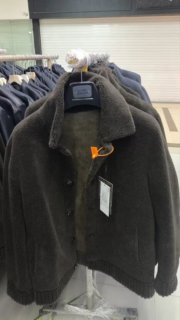 潮牌秋冬季羊羔绒毛外套男翻领颗粒绒夹克