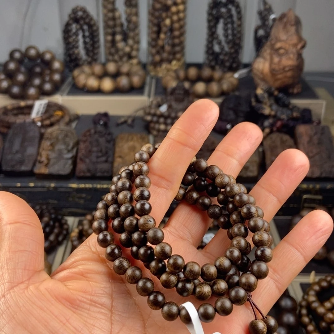 沉香手串奕**贸越南芽庄白棋玉化