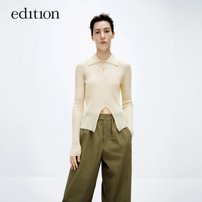 【达人专属】edition针织衫钩针风微透镂空修身针织衫#EBD1SWTT04