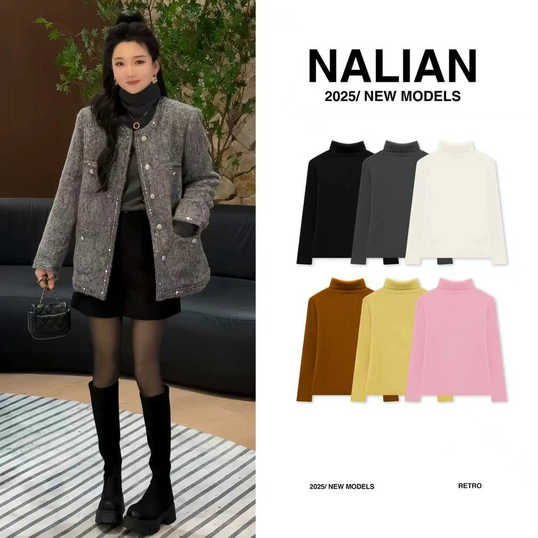 拿恋JGCZZ281#简约纯色高领针织上衣281