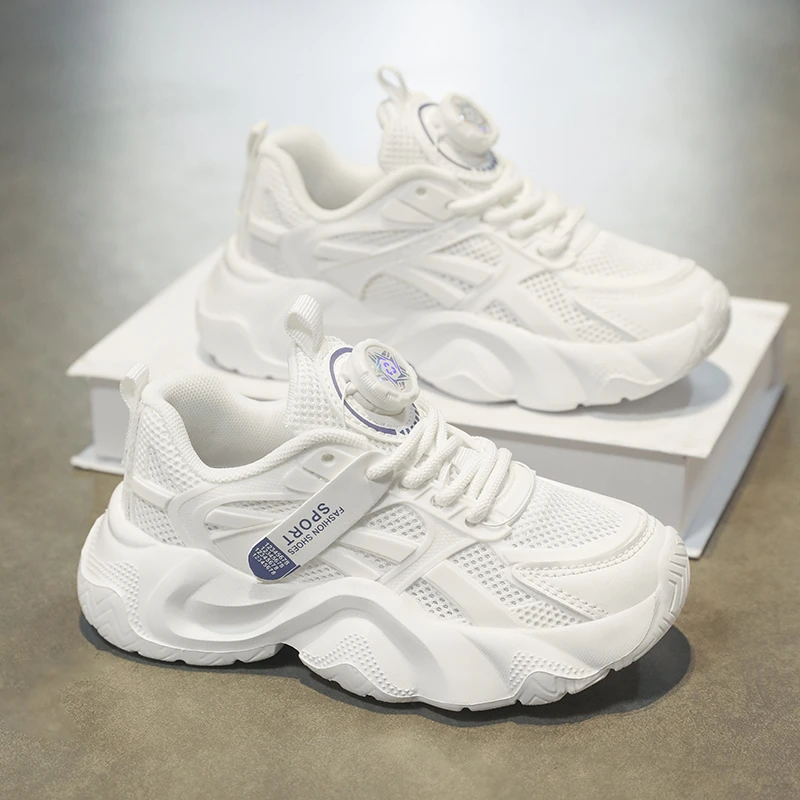 童鞋女童鞋春季儿童运动夏季小白鞋中大童双网女孩百搭休闲老爹鞋