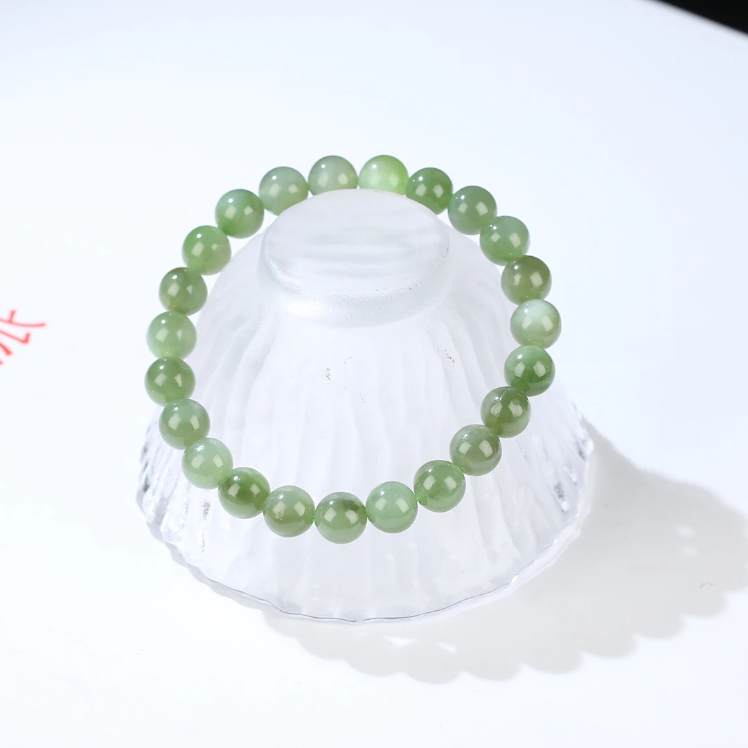 HW【麦子家族618大促】天然和田玉碧玉手串7-8圆珠PSC333