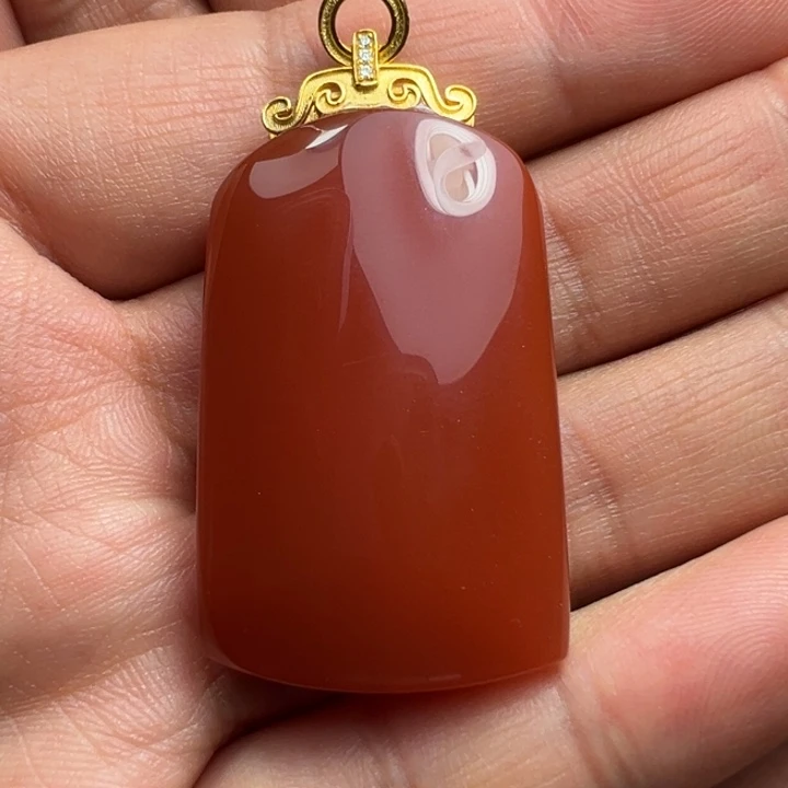 南红玛瑙18K金镶嵌桶珠