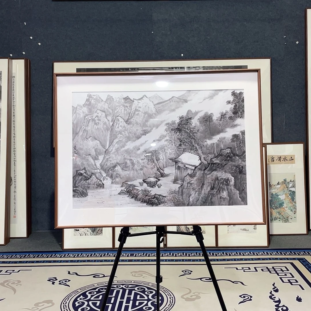 国画手绘画作品带框