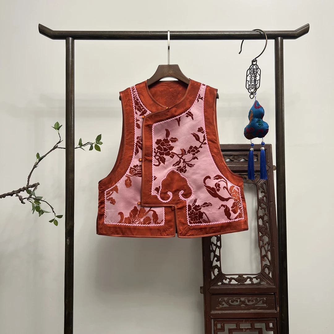 【如初颜】古法工艺非遗漳绒新中式桑蚕丝马夹M40171