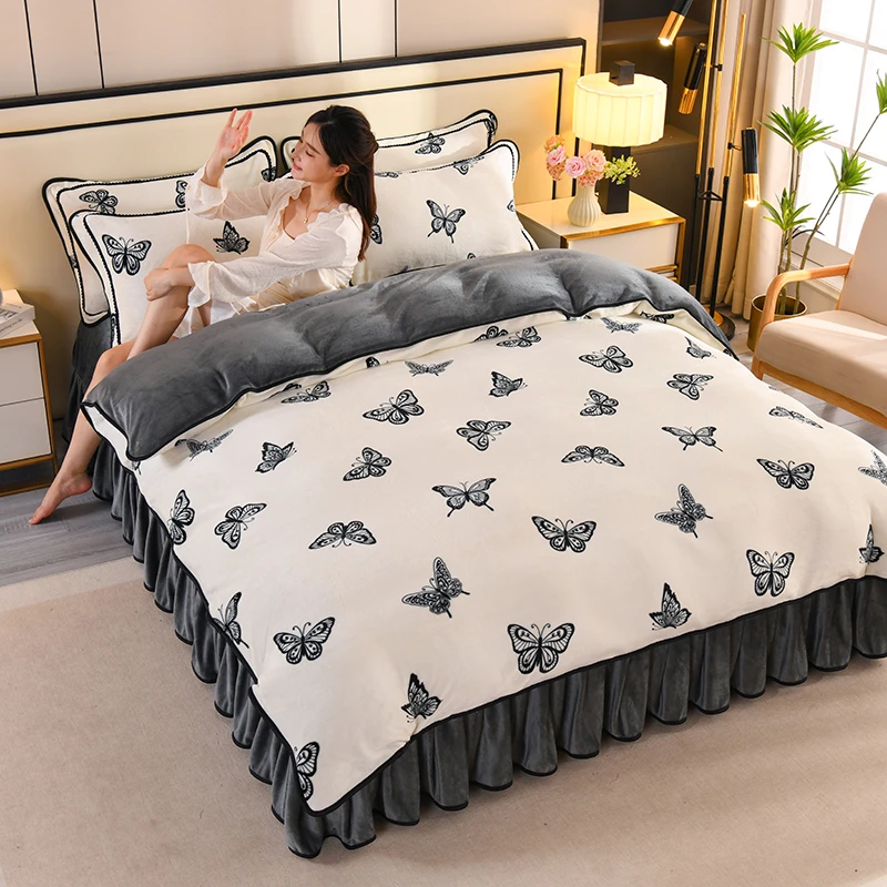 高克重8斤牛奶绒四件套加绒加厚保暖亲肤舒适柔软双人床品套件