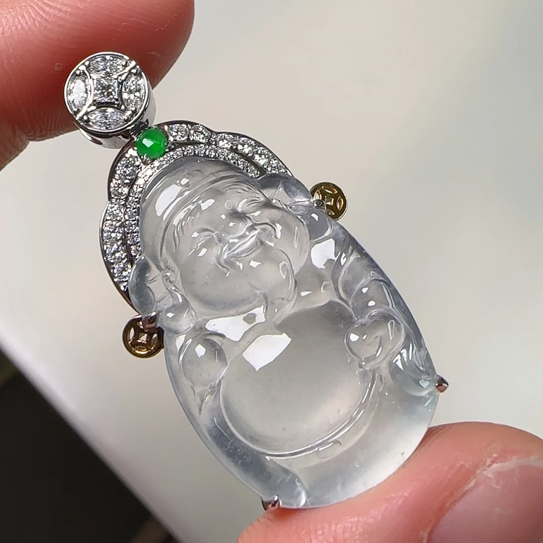 翡翠18K金镶嵌颈饰天然翡翠