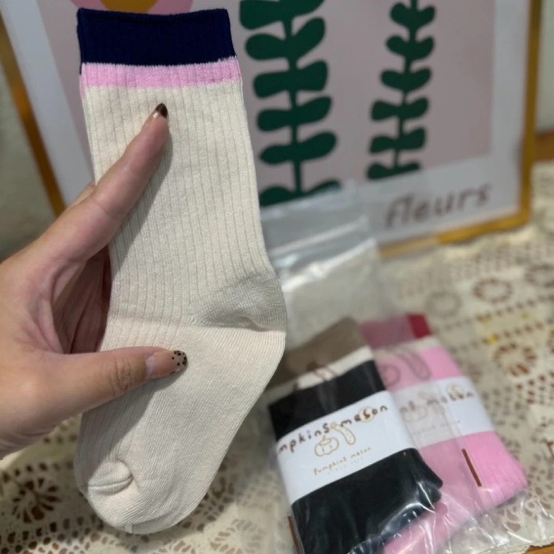 Pm三双撞色袜5610