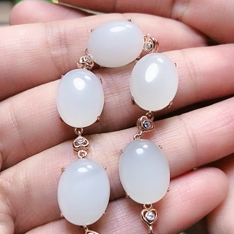 和田玉戒指银S925镶嵌