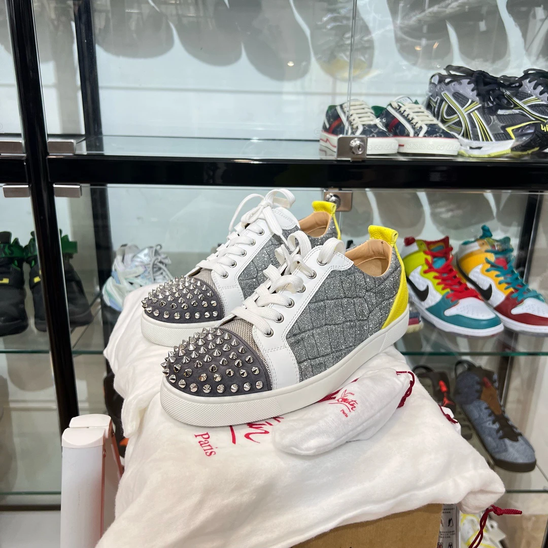 99新 Christian Louboutin/克里斯提·鲁布托 CL灰色板鞋 42码原盒