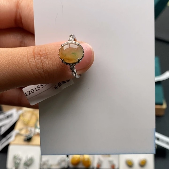翡翠戒指银S925镶嵌1111