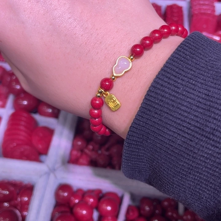 天然辰砂紫金砂6m小葫芦款手串