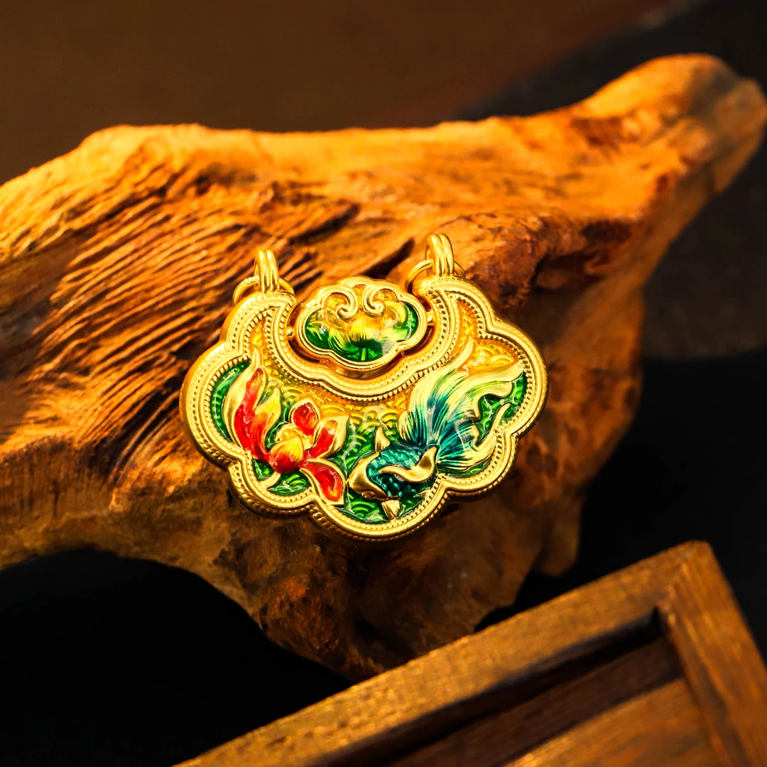 【芳芳专享】足金999  欧若风 送礼 5D锦鲤莲花双面款吊坠 HJD895