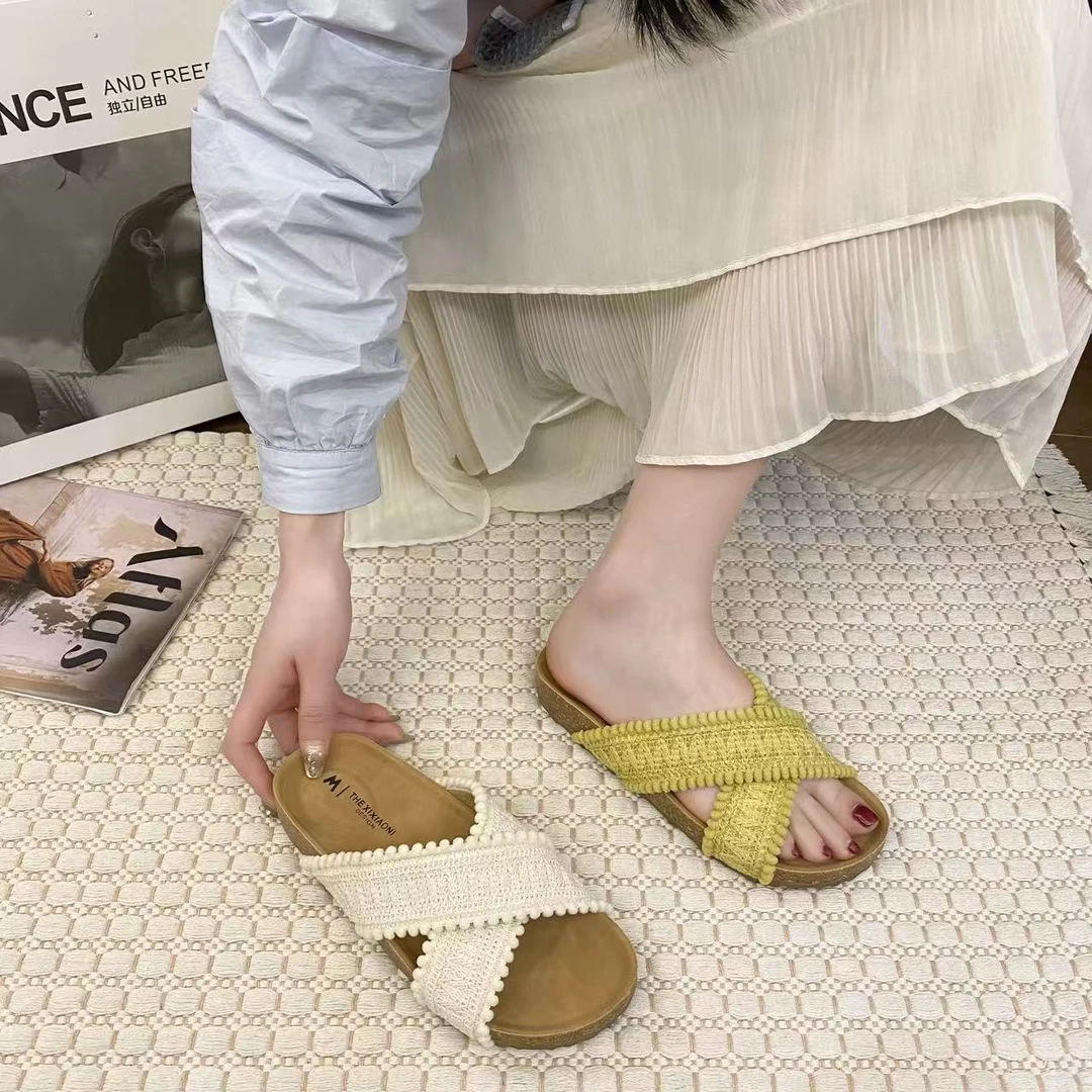 （多）310-1时尚交叉宽带2025年新款百搭舒适休闲外穿拖鞋