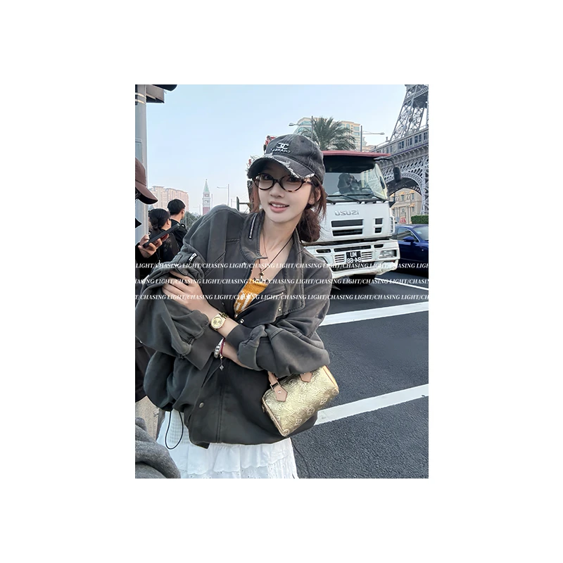 【CHASINGLIGHT】“韩女渠道”水洗工装牛仔帆布外套 W2756