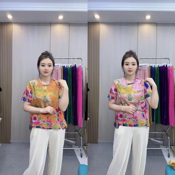 888#新中式宫廷风洋气减龄百搭提花小衫