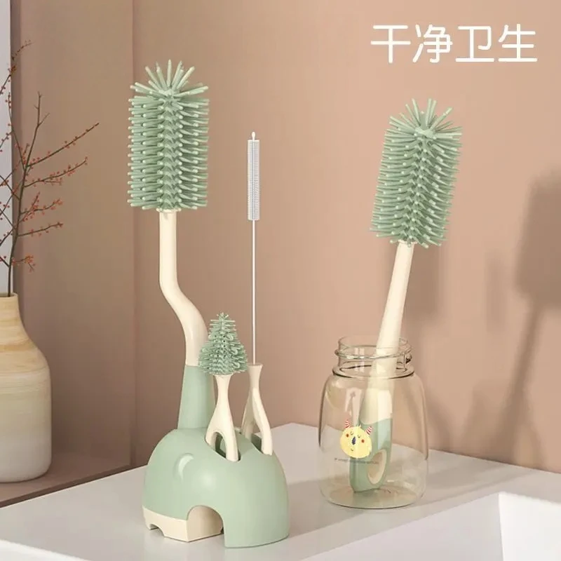 奶瓶刷洗奶瓶刷子可爱置物架宝宝吸管刷奶嘴硅胶刷清洁婴童类用品