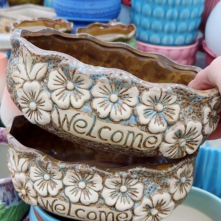 多肉绿植陶瓷花盆9.9包邮，有孔