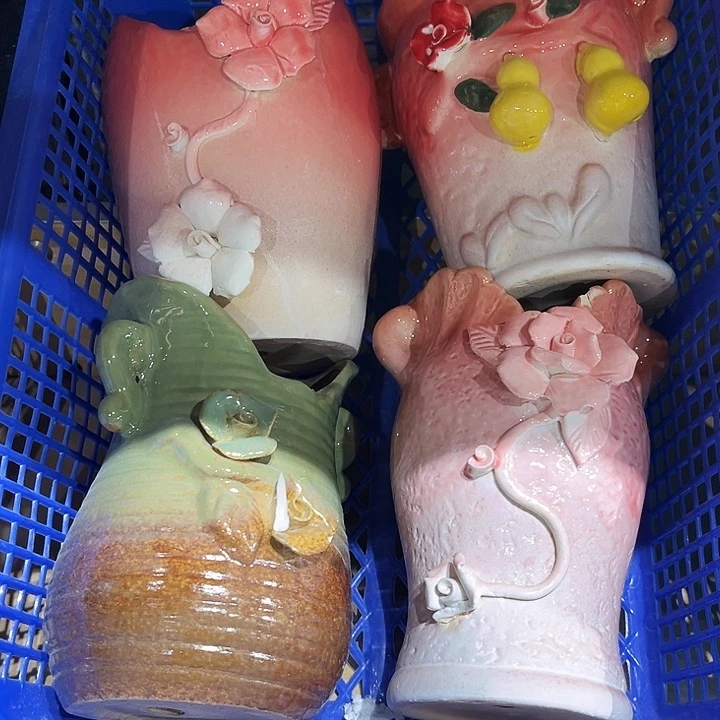 瓷片花盆多肉植物艺术品