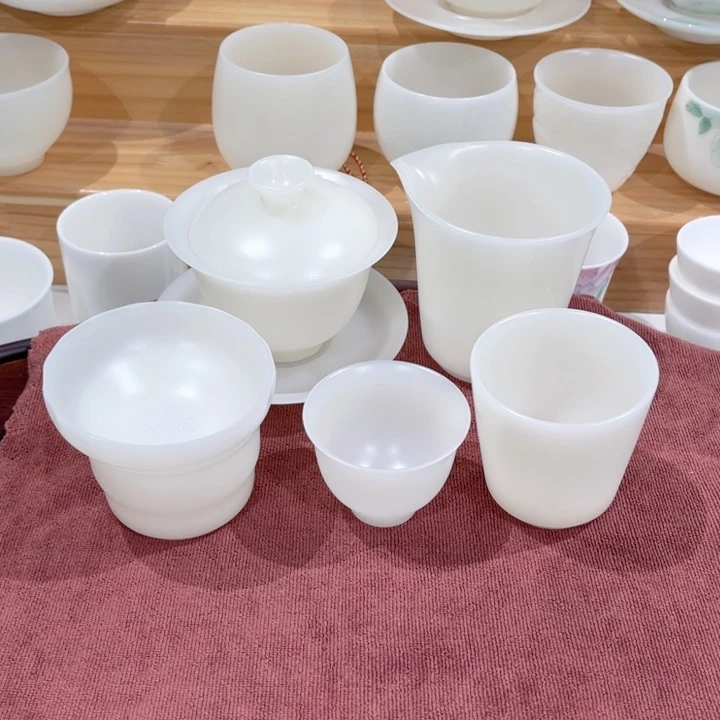 璞玉素烧稀白盖碗十一件套-11111