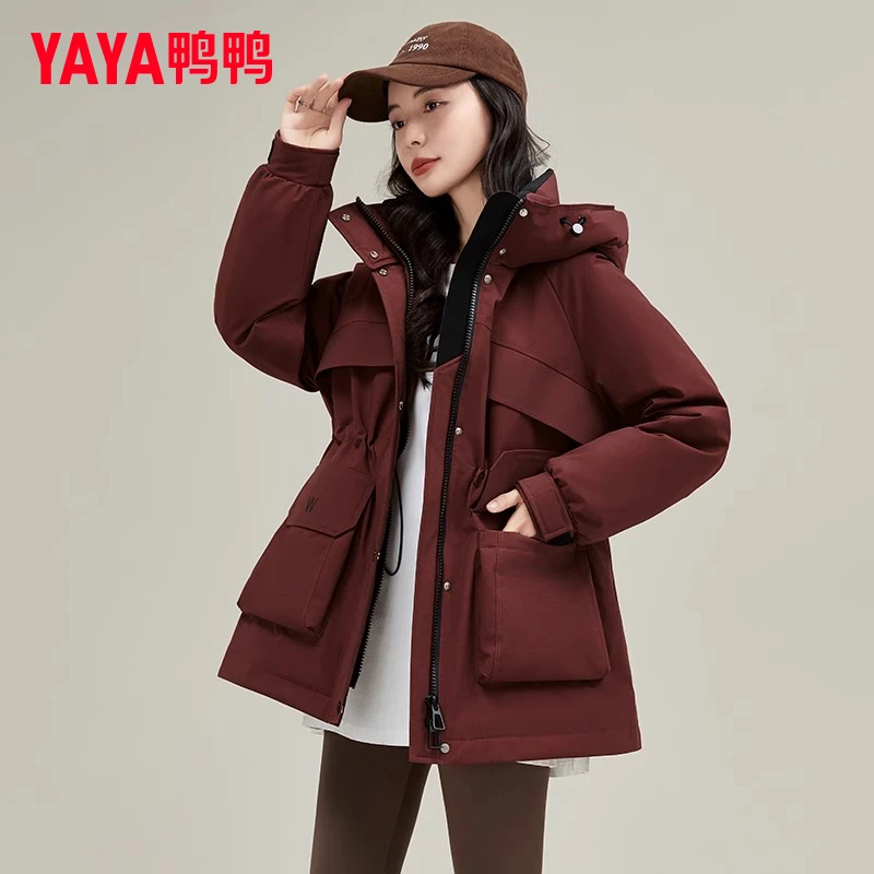 YAYA/鸭鸭女中长款冬时尚百搭简约显瘦保暖外套YE4B616345L