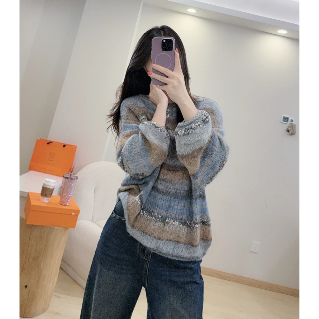 氛围感宽松韩版针织衫2025秋冬新款欧若风