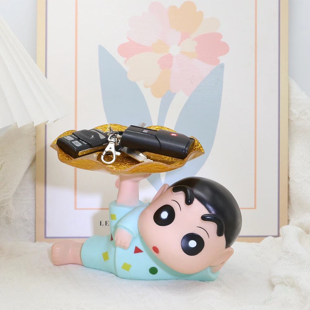 睡衣小新托盘 玄关收纳钥匙摆件 蜡笔公仔家居装饰摆件