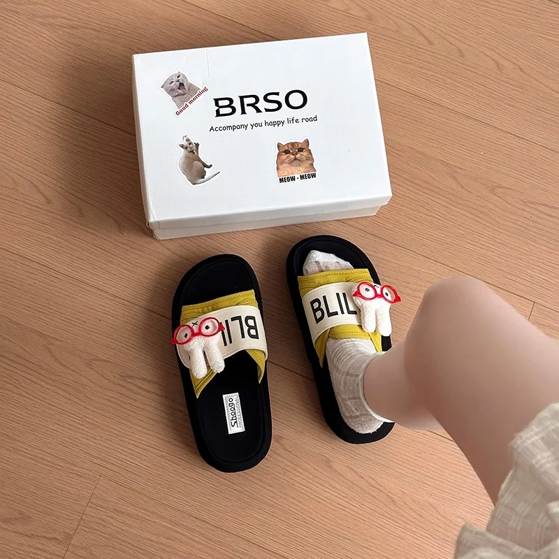 时尚网红厚底魔术贴一字拖鞋女2025年夏季外穿简约懒人凉拖鞋拖鞋