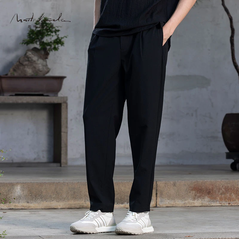 北纬三十度设计师男装简约醋酸舒适夏季百搭直筒透气弹力休闲裤