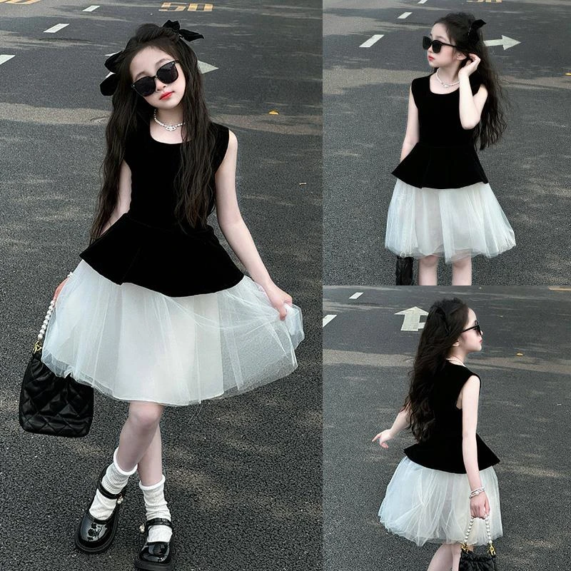 女童夏连衣裙2025新款女大童夏季洋气时髦韩系背心裙子夏装公主裙