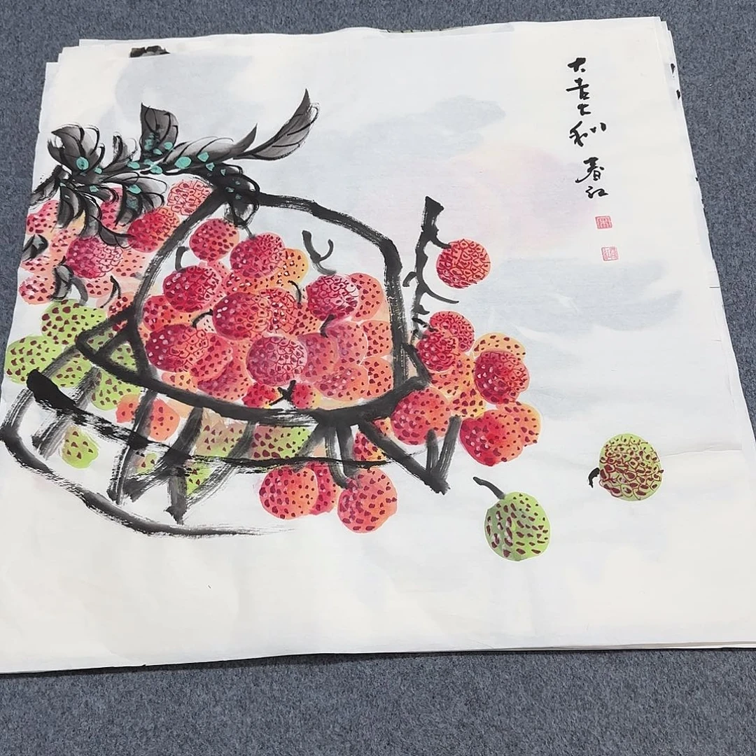 国画尺寸70X70手绘作品