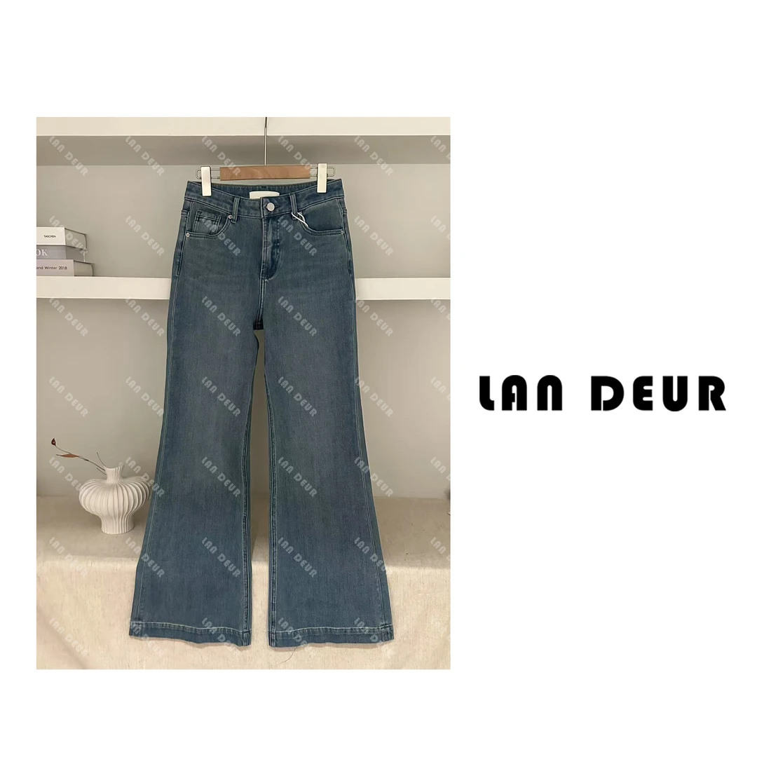 JIUJIU【超模裤】韩版高腰显瘦微喇牛仔裤春夏季薄款复古喇叭裤