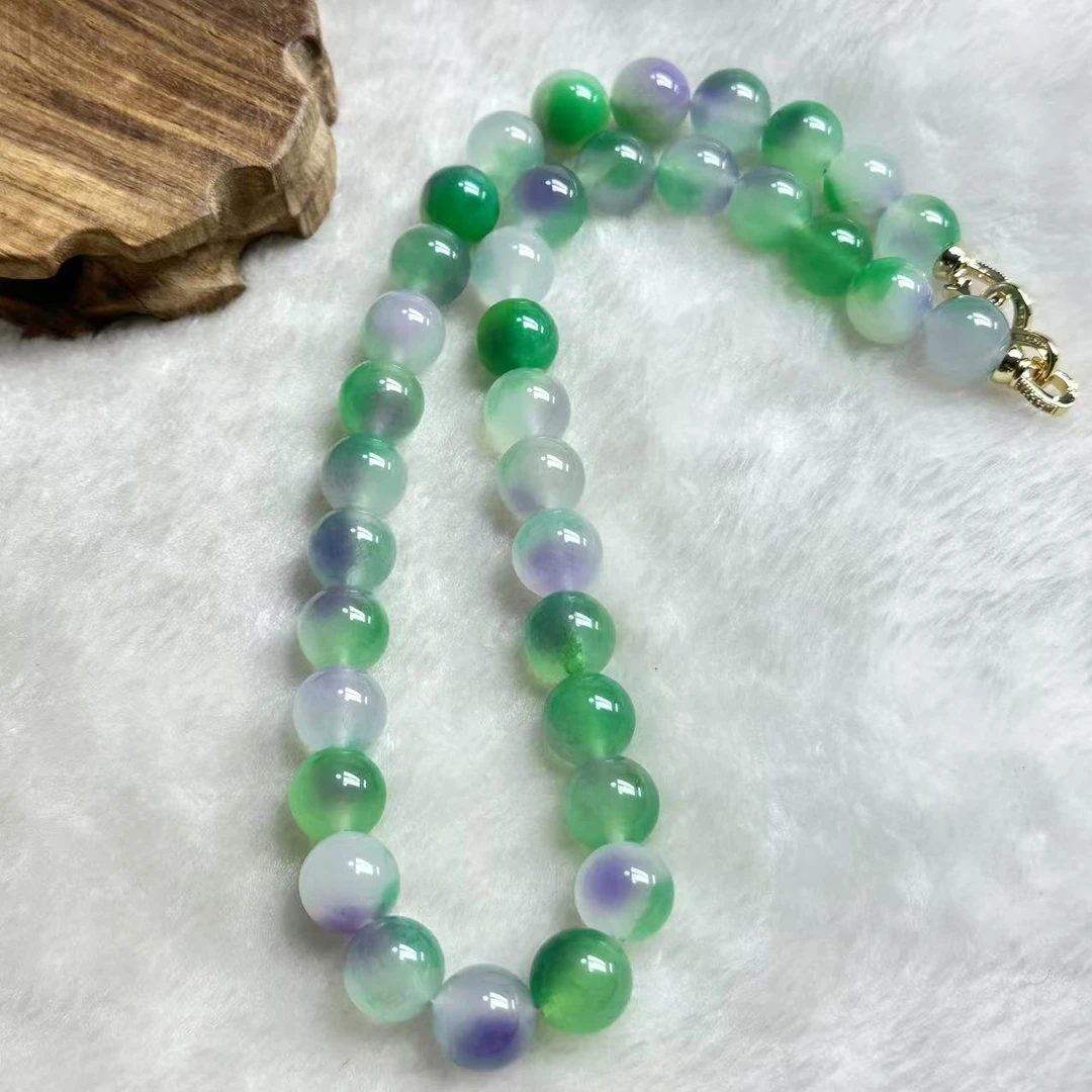 典藏品 紫绿圆珠时尚k14项链美观大气美轮美奂