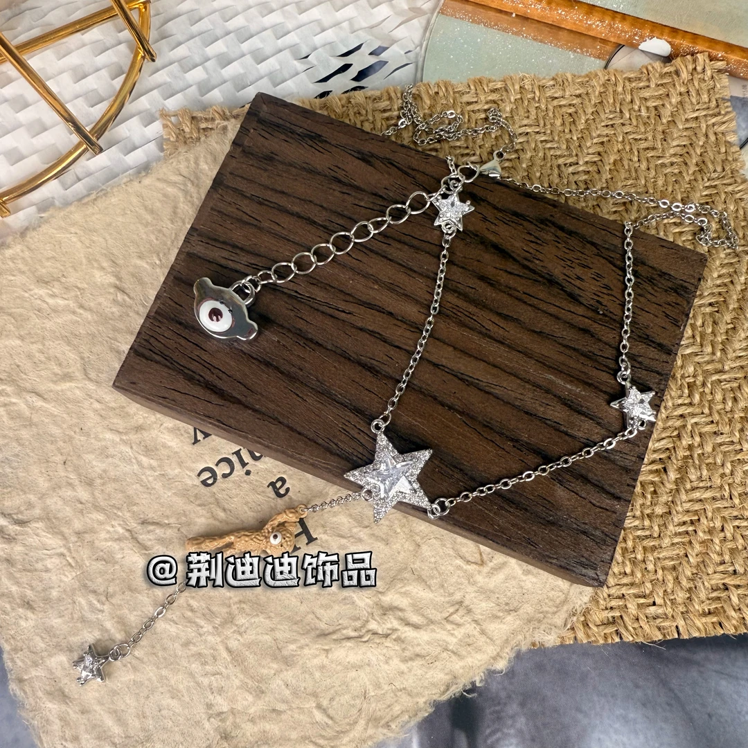 铜合金锆石项链 小熊流苏星星项链XL-1059