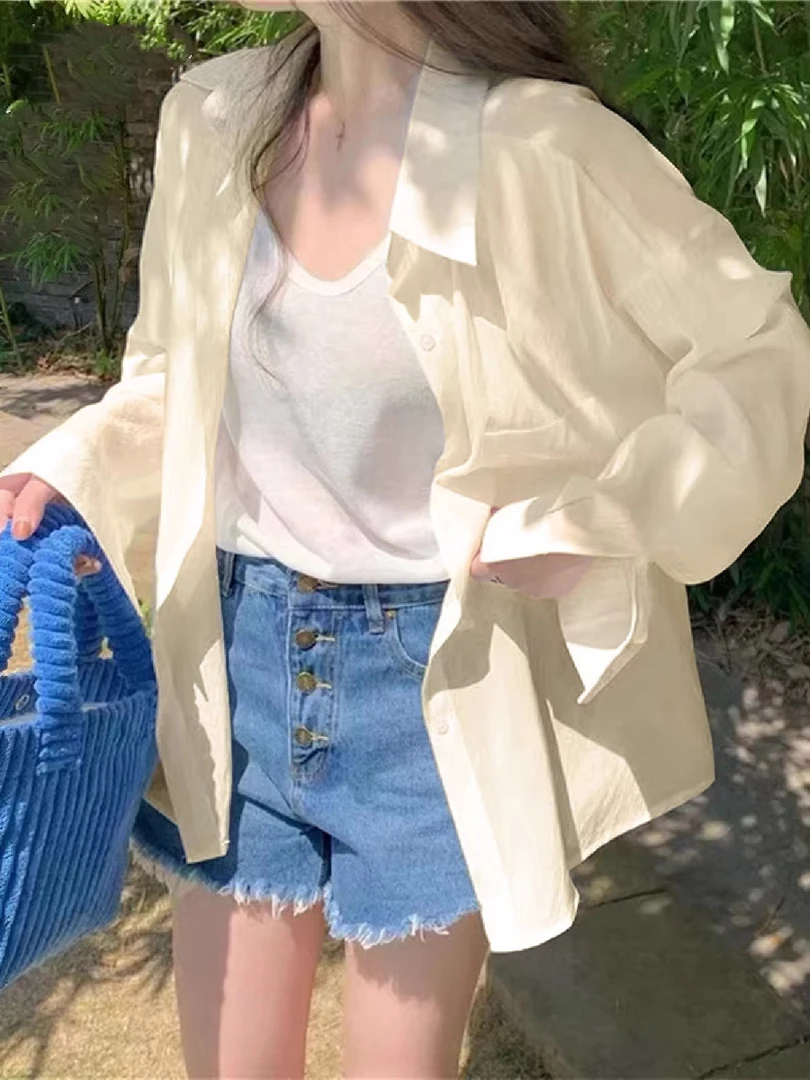 冰丝轻薄防晒衫衬衫女款夏季长袖薄款2025新款防晒衣衬衣外套上衣