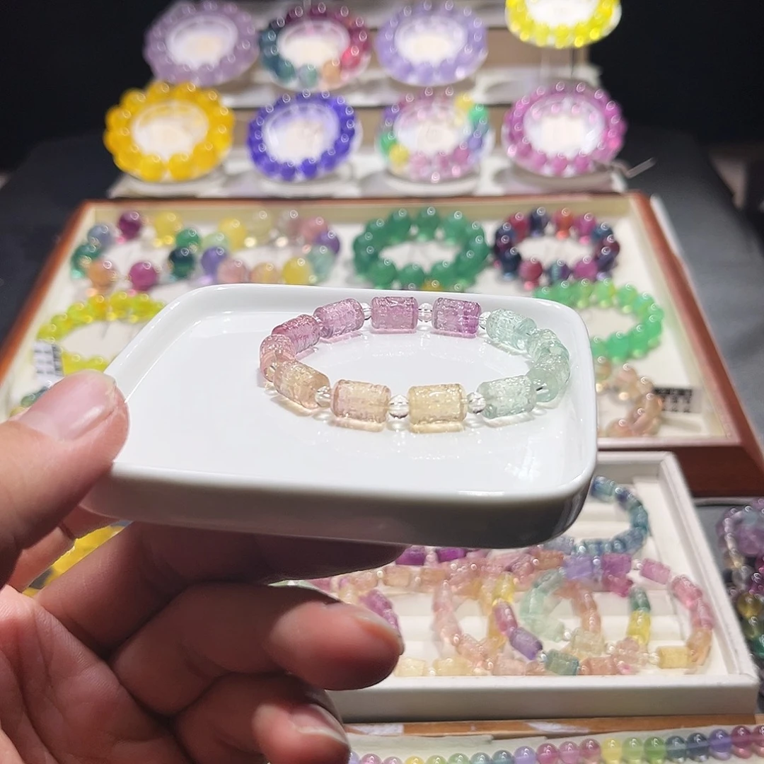 未镶嵌萤石手串马卡龙桶珠8mm。！！