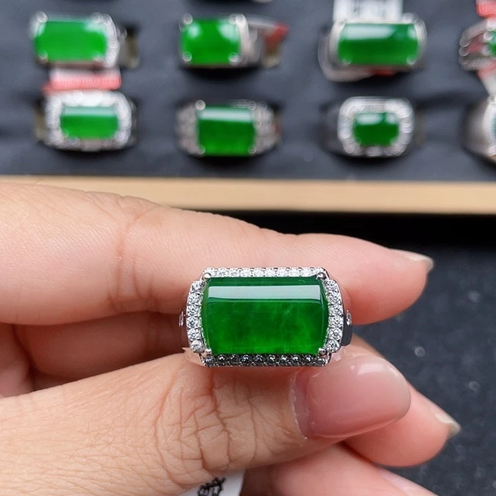 翡翠银S925镶嵌戒指编号3959没运费险